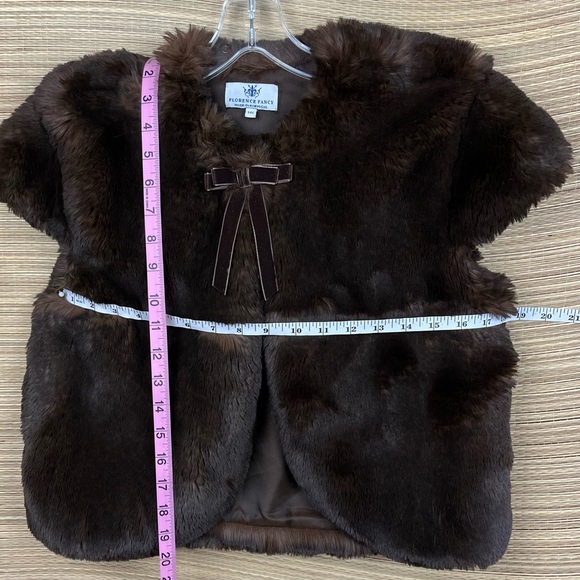 FLORENCE FANCY Brown Vegan Fur Katherine Jacket Vest Made In Portugal Size 14Y. - Picture 10 of 10